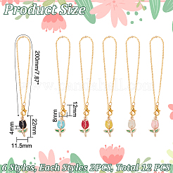 2 ensemble de pendentifs en alliage émaillé en forme de tulipe et de breloques pour verres à vin&nbsp;AJEW-HY0001-56