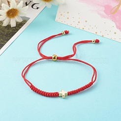 Bracciali con cordino in filo di nylon regolabile con perline incrociate in ottone&nbsp;BJEW-JB06396