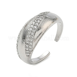 Messing Micro Pave Zirkonia Manschette offene Ringe&nbsp;RJEW-C163-01P