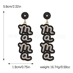 Boucles d'oreilles pendantes en alliage et strass pour la fête des mères&nbsp;WGC7371-04