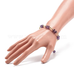 Bracciale da donna con rondelle di vetro e perline in ottone&nbsp;BJEW-JB08605