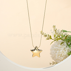 Collier avec pendentif rond en forme d'étoile en acier inoxydable 304&nbsp;NJEW-BBC0001-47G