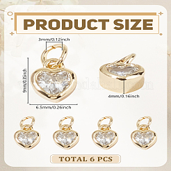 6 breloque en laiton micro pavé de qualité AAA avec zircone cubique&nbsp;ZIRC-LP0001-33G