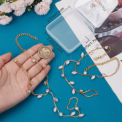 2 bracciale a catena con zirconi cubici trasparenti in ottone per donna&nbsp;BJEW-BBC0001-09G
