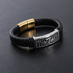 Braccialetti in cordino di pelle PU intrecciata punk&nbsp;LD8798-2