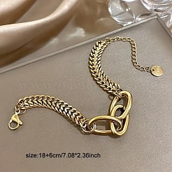 Hip-Hop-Armbänder aus 304er Edelstahl mit kubanischen Gliedern und 201er Edelstahl mit Kabelkette für Damen&nbsp;FS-WG3DCDD-01