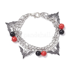 Pulseras multihebra de cadena Figaro de acero inoxidable 304 con temática de Halloween&nbsp;BJEW-JB12094-01