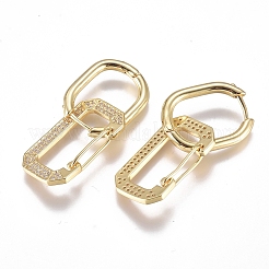 Messing Micro Pave Zirkonia baumeln Huggie Creolen&nbsp;EJEW-G279-01G-01