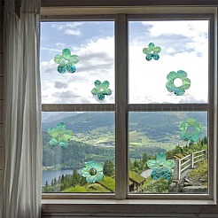 2 stücke 2 arten pvc aufkleber schillernde farbe fenster aufkleber 3d laser blume elektrostatische glas fenster aufkleber&nbsp;JX826A