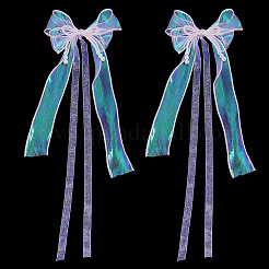 Nylon-Organzaband und Kunststoff-Imitationsperlen mit Schleife für Taschenornament&nbsp;HJEW-PH02020
