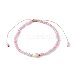 Set di 3 braccialetti con perline intrecciate di semi di vetro e perle naturali in 3 colori&nbsp;BJEW-JB09534