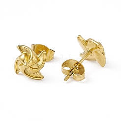 Orecchini a forma di mulino a vento in acciaio inossidabile 304 con placcatura sotto vuoto in PVD per donna&nbsp;EJEW-P212-07G
