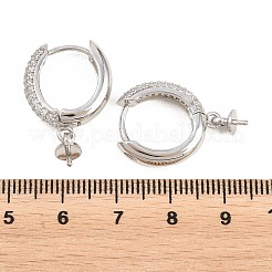 Messing Micro Pave klarer Zirkonia Hugie Hoop Ohrring Zubehörse&nbsp;KK-Z158-02P