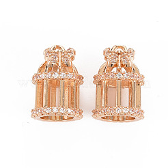Placage de crémaillère en laiton micro pavé pendentifs en zircone cubique claire&nbsp;X-KK-T060-17-RS