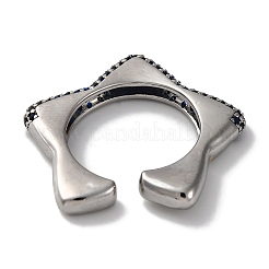 Anelli a polsino aperto con zirconi cubici in ottone con placcatura a cremagliera per donna&nbsp;RJEW-S242-02P-A