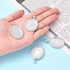 Oval Legierung Strass Anhänger Fassungen&nbsp;X-ALRI-T354-01S
