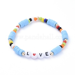 Bracciali elasticizzati fatti a mano in perle di argilla polimerica&nbsp;BJEW-JB05159-M