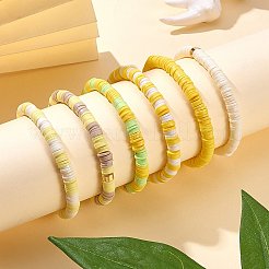 Ensembles de bracelets extensibles faits à la main en argile polymère heishi perles&nbsp;BJEW-JB05902-07