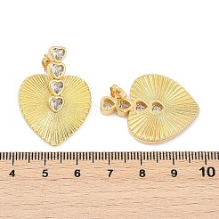 Latón micro pave aretes de circonita cúbica transparente&nbsp;KK-U058-61G