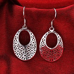 Mode-Design Filigrane oval Messing Ohrringe&nbsp;EJEW-BB08255-S