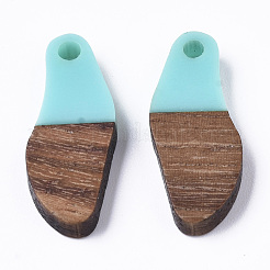 Pendentifs en résine opaque et bois de noyer ciré&nbsp;RESI-T035-09-A04