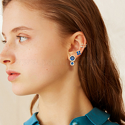 6pcs 6 estilo flor y cuadrado y estrella y luna aretes de circonio cúbico&nbsp;EJEW-AN0003-31