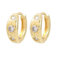 Pendientes de aro con micropavé de circonitas cúbicas transparentes de latón Sun&nbsp;EJEW-D348-19G