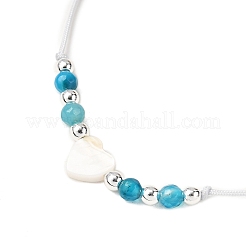 Braccialetti di perline intrecciate con conchiglie d'acqua dolce naturali e perline di agata a strisce tinte&nbsp;BJEW-JB12280