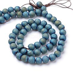 Chapelets de perles en agate de géode naturelle druzy électrolytique&nbsp;G-R345-8mm-54