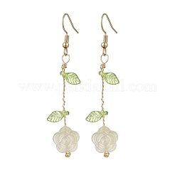 Fiore orecchini di vetro ciondola&nbsp;EJEW-JE06445-02