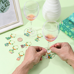 8pcs anneaux de charme de verre à vin en laiton&nbsp;AJEW-SC00080