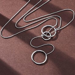 304 Edelstahl-Lasso-Halsketten mit drei Ringen&nbsp;NJEW-R026-16P