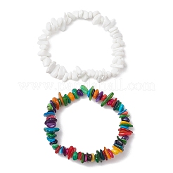 2 pz braccialetti elastici con perline di conchiglie naturali&nbsp;BJEW-JB11244