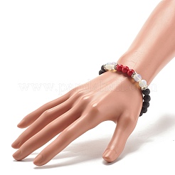 Bracelet extensible pierre de lave naturelle & opalite & pierres précieuses&nbsp;BJEW-JB07712