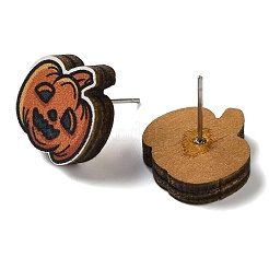 Orecchini a bottone in legno&nbsp;EJEW-Z054-02L