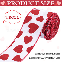 10 m Polyesterband mit Herzaufdruck zum Valentinstag&nbsp;SRIB-CY0001-01B
