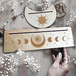 2 support de cartes en bois naturel de style 2 pour tarot&nbsp;DJEW-GF0001-29