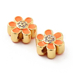 Micro en laiton de fleurs ouvrent perles de zircons clairs&nbsp;KK-G419-06G-01