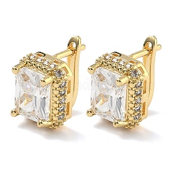 Pendientes de aro de latón con micro circonitas y cubic zirconia transparente&nbsp;EJEW-C182-02G