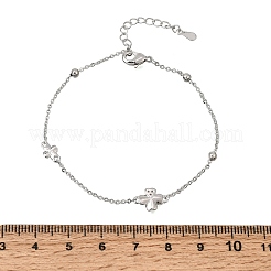 Armbänder aus Messing mit Mikropavé-Fassung aus klaren Zirkonia in Form eines vierblättrigen Kleeblatts&nbsp;KK-CBAED06-02P