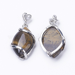 Pendentifs en œil de tigre naturel&nbsp;X-G-E423-06P
