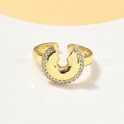 Brazaletes abiertos de circonita cúbica con micropavé de latón&nbsp;RJEW-V009-11G
