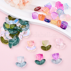 60 Stück 2 Stile sprühlackierte transparente Glasperlen&nbsp;GLAA-YW0003-98