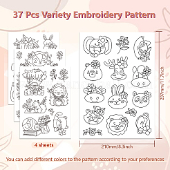 4 feuille de motifs de broderie bâton et point de 11.6x8.2 pouces&nbsp;DIY-WH0455-191