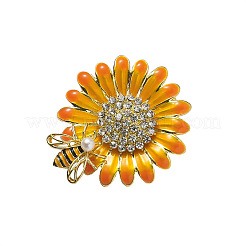 Sonnenblume & Biene Emaille-Broschen aus Legierung&nbsp;PW-WG45BEB-01