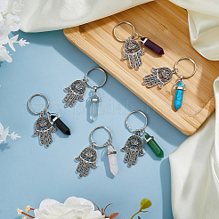 6 porte-clés pendentif main de Fatima/main de Miriam en alliage de 6 styles&nbsp;AJEW-DC0001-35