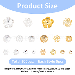 100 tappo di perline in ottone di 20 stili&nbsp;KK-YW0004-01