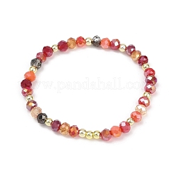 3 pz 3 colori sfaccettati rotondi perline di vetro placcato braccialetti elastici per le donne&nbsp;BJEW-JB11625