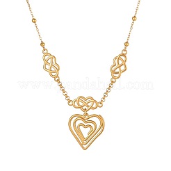Valentinstag-Halsketten mit chinesischem Knotenherzanhänger aus Edelstahl 304 für Damen&nbsp;WG6D189-01