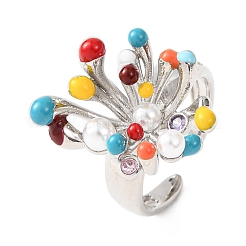 Anillos abiertos de latón con micro pavé de circonita cúbica&nbsp;RJEW-C153-03P